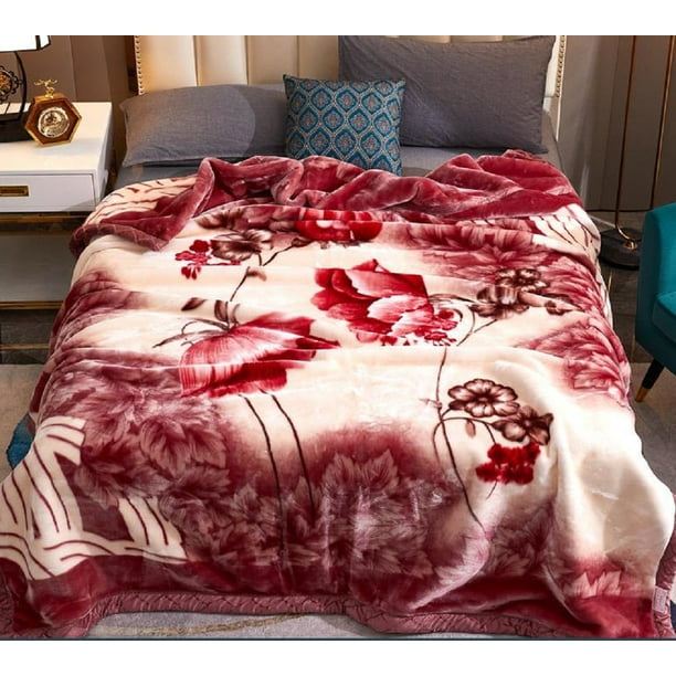 DBOZE Heavy Korean Faux Mink Fleece Blanket, 2 Ply Reversible Silky