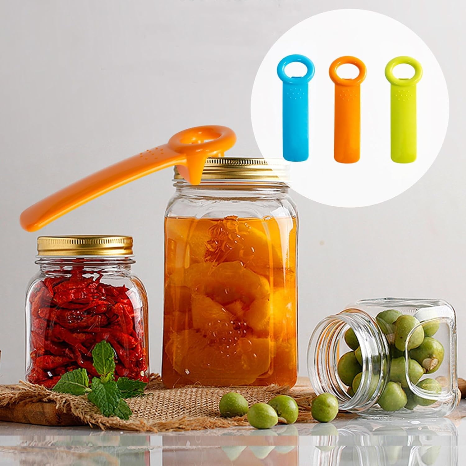 FRKSMD-3-Pack Easy Grip Can Openers - Jar Key Lid Openers - 5.5" Colored Plastic Can Openers for Weak Hands, Seniors