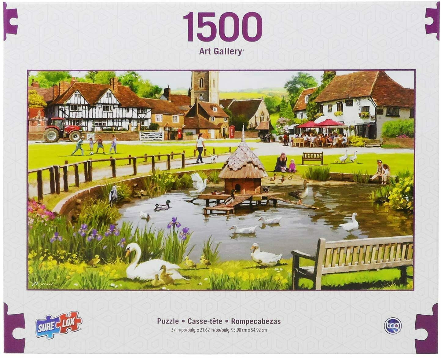 37" x 21.62" 1,500 Piece Jigsaw Puzzle Art Gallery Swans in The Park 