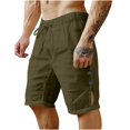 thumbnail image 1 of Pantalones Cortos de Cintura Elástica de los Hombres Color Sólido Cuerda Hueca Botón de Longitud Media Pantalones Cortos de los Hombres Casual, 1 of 9