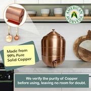 American Ayurveda Countertop 5 Gallon 100% Pure Copper Water Dispenser / Pot / Matka with Stainless Steel Faucet Spigot