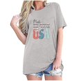 thumbnail image 1 of Tops Cortos para Mujeres Bandera de Moda Impresa Cuello Redondo, Camiseta de Manga 3/4 para Uso Diario, Casero Y Cómodo, 1 of 4