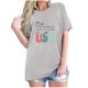 thumbnail image 1 of Tops Cortos para Mujeres Bandera de Moda Impresa Cuello Redondo, Camiseta de Manga 3/4 para Uso Diario, Casero Y Cómodo, 1 of 4