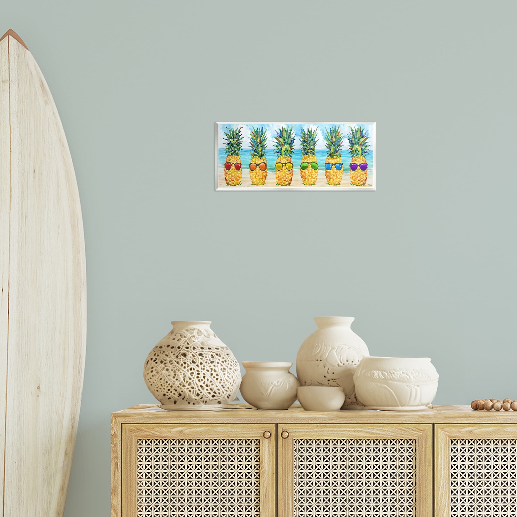 Stupell Industries Rainbow Beach Pineapples Food & Beverage Painting Unframed Art Print Wall Art, 17 x 7