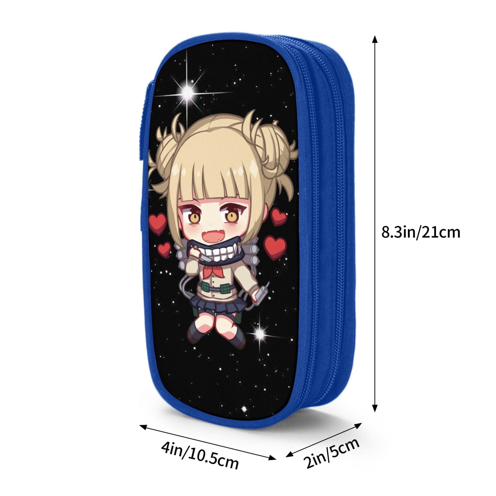 My Hero Academia Himiko Toga Pencil Case Large Capacity Pencil Pouch Pen Bag Office Stationery Organizer Travel Makeup Bag Blue