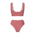 thumbnail image 5 of Daiia Red Checkboard Women's Bikini Set Two Piece Swimsuit High Waisted Bikini Adjustable Straps Bikini Perfect for Beach, Pool, and Summer Vacation-Medium, 5 of 9