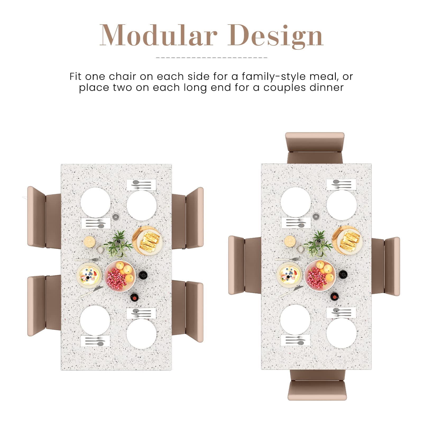 4-Person Dining Set, Modern Marble Dining Set, Includes Four PU Leather Upholstered Chairs, Rectangular Dining Table, Suitable for Apartments, Kitchens, and Dining Rooms.