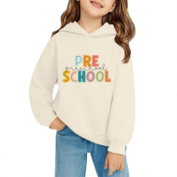 Ruyang First Day of Preschool Hoodies Kids Boys Girls Back to School Hooded Sweatshirts Long Sleeve Cute Trendy Hoodie