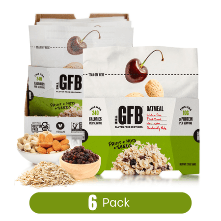 The Gluten Free Brothers Protein Oatmeal Cups - Fruit, Nuts and Seeds – Vegan, 2 oz (6 ct)