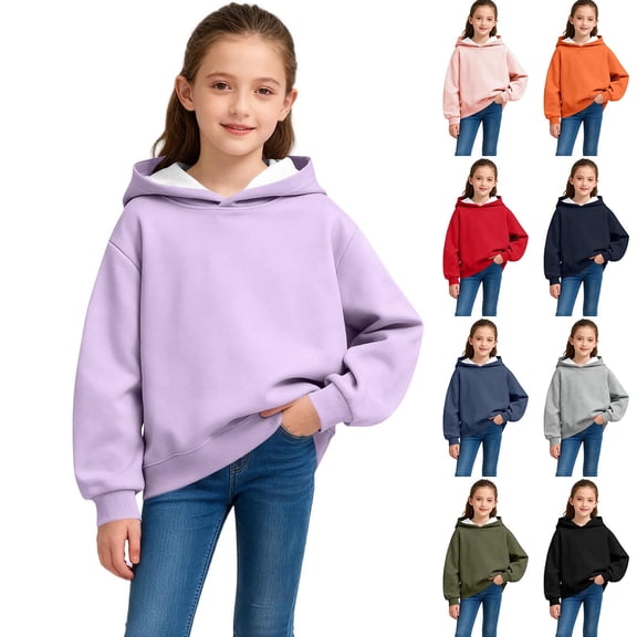 LangJing Cute Hoodies for Teen Girls Trendy Preppy Hooded Sweatshirts Oversized Long Sleeve Pullover Tops Fall Winter Clothes, 3-14Years