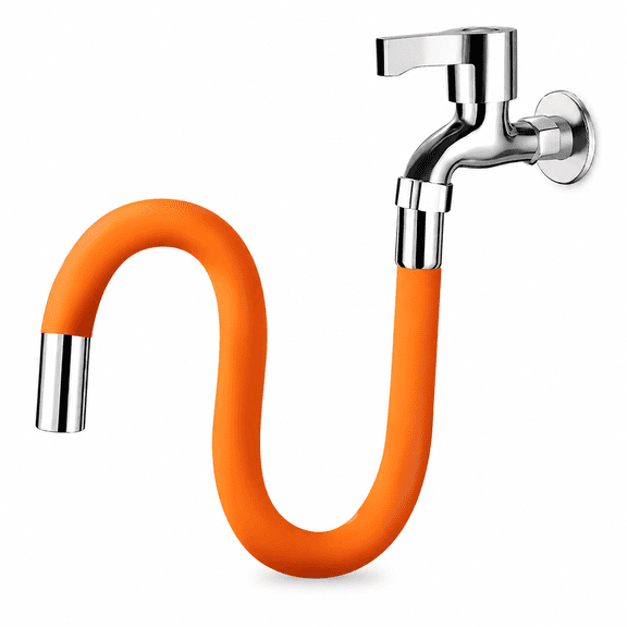 Stainless Steel Faucet Extension Hose, 7.9 Inch Flexible Braided Metal Water Line, Universal Sink Tap Connector for Washing Machine Sprayer, Orange