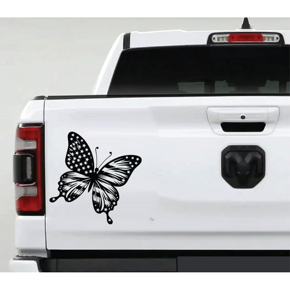 AnyStickerYouWant - American Flag Floating Butterfly Vinyl Decal Sticker Compatible with Most Pickup Truck Tailgates USA Sticker American Flag