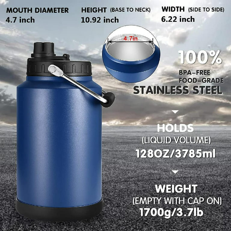  GOBATT 128 oz Stainless Steel Double Walled Insulated Water  Bottle,One Gallon large Hot & Cold Drinks Thermoses, Jug With Handle for  Sports, Outdoors,Gym,Hiking & Camping (1 gallon, Black) : Sports 