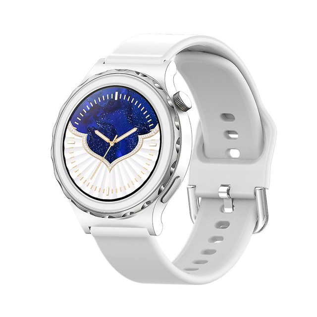 Reloj inteligente con Bluetooth, reloj parlante, podómetro, frecuencia cardíaca, sueño, Jitterbug, pago sin conexión con NFC, color plateado
