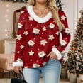 thumbnail image 5 of larppty Christmas Shirt Women Sexy Fur Trim Vneck Xmas Top Holiday Party Blouses Long Sleeve Pullover Xmas Holiday Costume 2025 Fashion (Wine, S), 5 of 7
