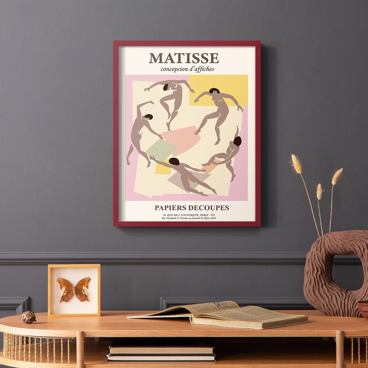 Matisse CXXIII Framed Print in Red Solid Wood 11 x 14 Framed Print