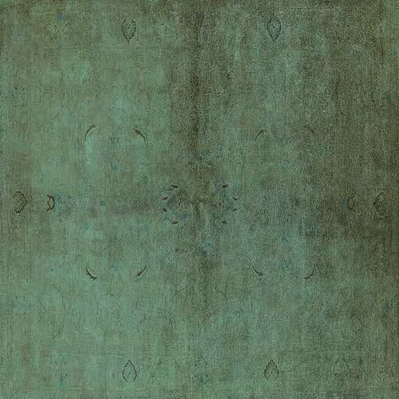 Ahgly Company Indoor Square Oriental Turquoise Blue Industrial Area Rugs, 5' Square