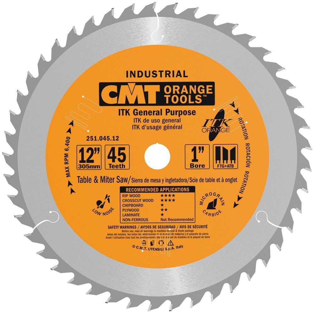 251.045.12 ITK General Purpose Saw Blade, 12Inch x 45 Teeth 1FTG+2ATB