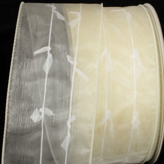 The Ribbon People Ivory Tube and Bow Wired Craft Ribbon 2.5" x 40 Yards