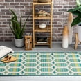 thumbnail image 3 of Mohawk Home Clemente Geo Outdoor Area Rug, Teal, 2' 6" x 6', 3 of 9