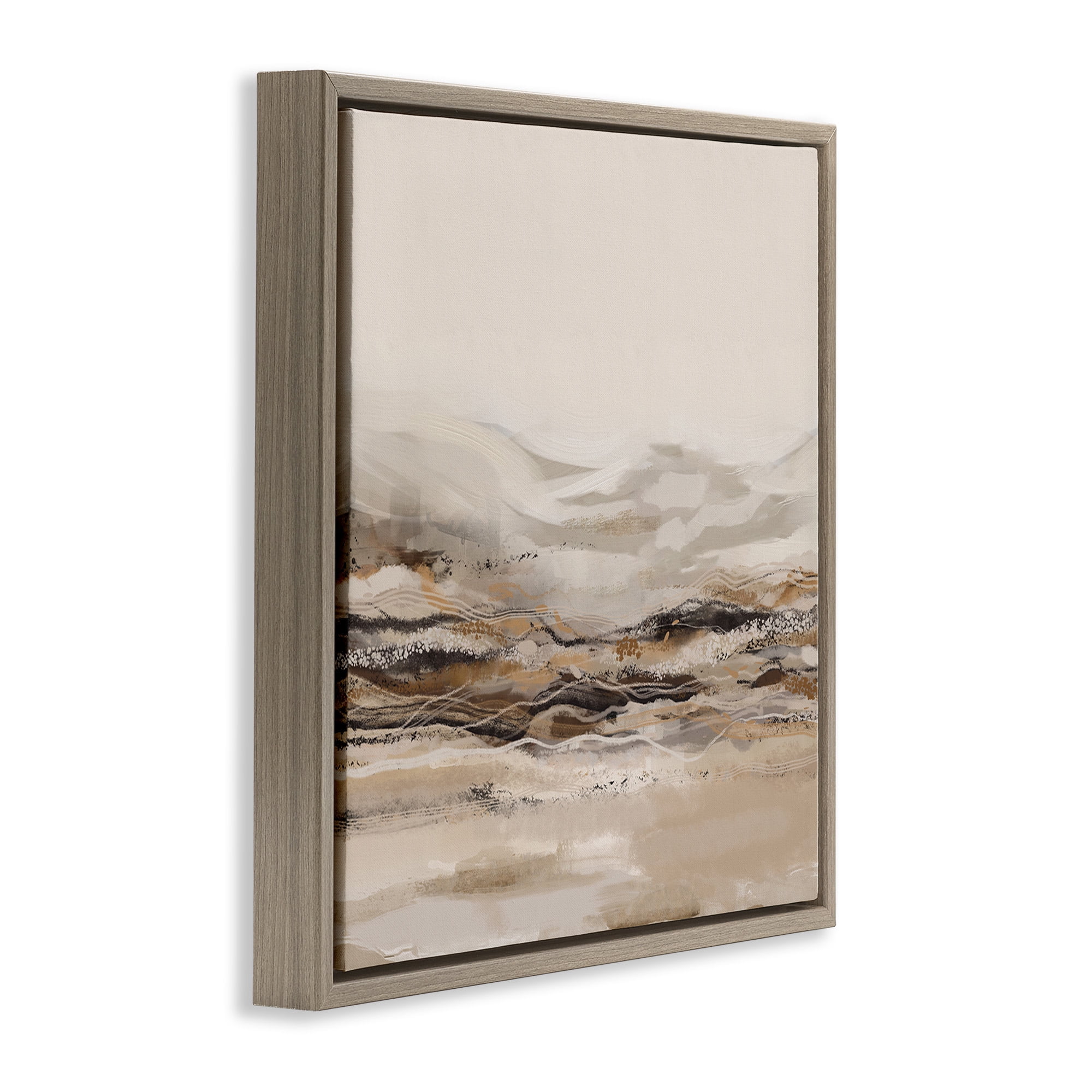 Stupell Industries Abstract Mountains Landscape Landscape Painting Brown Floater Framed Canvas Art Print Wall Art, 18 x 18