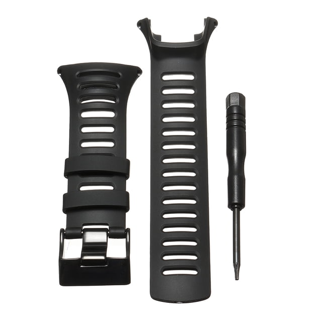Watch Strap Rubber Watchband Screwdriver with Stainless Steel Clasp Kit Replacement for Suunto Ambit 1 2 3