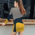 thumbnail image 5 of Abstract Art Yellow Blue Gray Women's Long Sleeve Bodycon Dress Soft Stretchy For Everyday Wear And Special Occasions, 5 of 6
