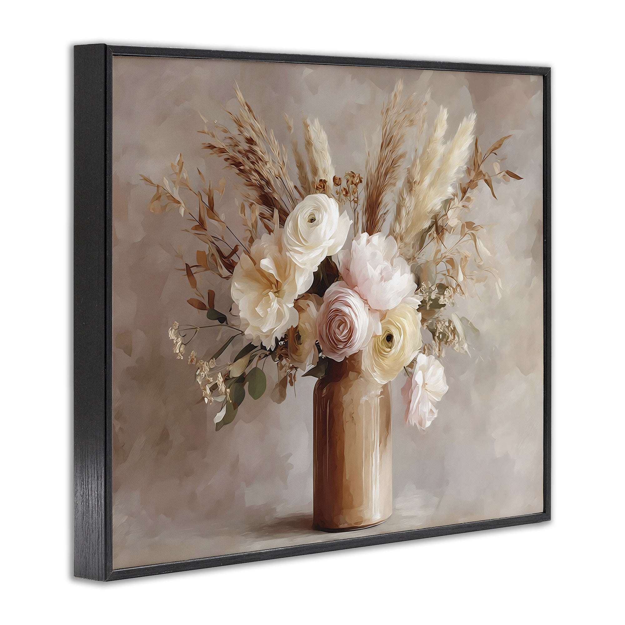 Stupell Industries Elegant Wheat Bouquet in Vase Black Framed Giclee Art, design by Franklyn Gregory