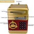 thumbnail image 3 of Samate Piggy Bank for Kits ATM Cartoon Electronic Password Code Coin and Cash Saving Box Auto Scroll Paper Money Boys Girls Gift (Gold), 3 of 7
