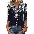 thumbnail image 7 of VDJ Fall Tops for Women 3/4 Sleeve Button V Neck Casual Shirts Floral Business Work Elegant Blouses for Ladies Fall Clothes Size XXL, 7 of 7