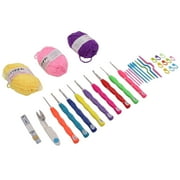 Zaqw DIY Crochet Kit Include Yarn Crochet Ruler Scissor Marker Buckle Needles With Storage Bag For Beginners Experts,Knitting Set,Crochet Set