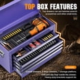 thumbnail image 3 of Crownland 8-Drawer Rolling Tool Chest with Wheels, Lockable 2 in 1 Detachable Tool Cabinet wit Drawers and Side Hooks, Garage Top Toolbox & Bottom Storage Cart(Purple), 3 of 17