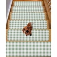 thumbnail image 2 of Stair Treads for Wooden Steps, Sage Green Checkered Peel and Stick Stair Treads with Reusable Adhesive, Green White Buffalo Plaid Non Slip Indoor Stairs Runner Rugs Mats for Elders Dogs 8"x30" 10PCS, 2 of 7