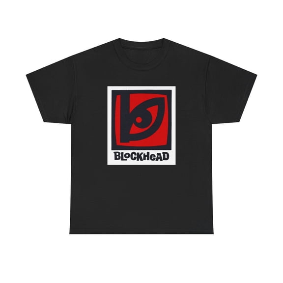 Blockhead Eye 80s Vintage Skateboarding T Shirt Design - Black / M