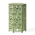 thumbnail image 2 of JERFIT 12 Inch Round Side Table for Patio, Green Metal End Table with Sunburst Design, Small Accent Table for Outdoor Garden, Poolside, Balcony or Living Room, 2 of 9