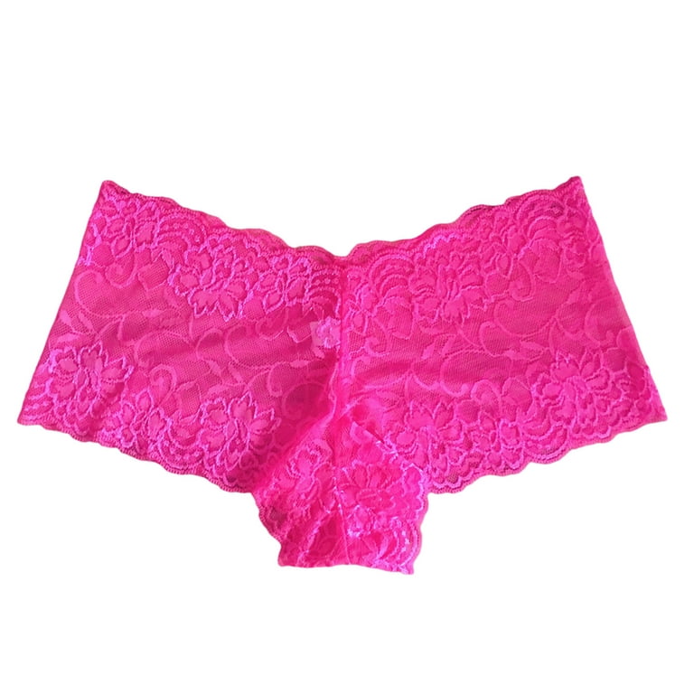 rygai Women Underpants See-through Lace Mid Waist Soft No Constraint  Anti-septic Hollow Out Elastic Anti-shrink Lady Panties for Daily Inner  Wear,Rose Red 2XL 