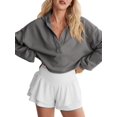 thumbnail image 1 of Sudadera Holgada Informal de Larga con Capucha para Mujer, Color Liso, Estilo Otoño Gris S, 1 of 10