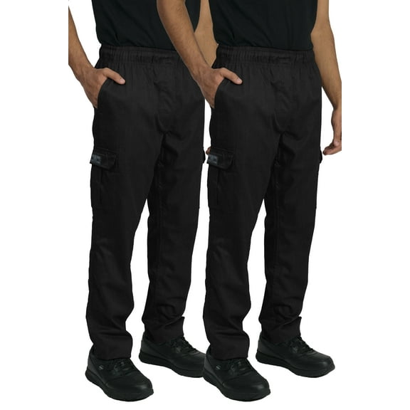 2-PACK Chef Code Modern Fit Chef Cargo Pants with Wide Elastic Waist and Zipper Fly