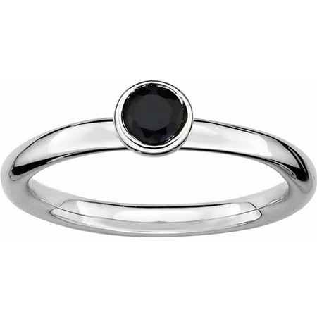 Sterling Silver Stackable Expressions Low 4mm Round Cr. Sapphire Ring