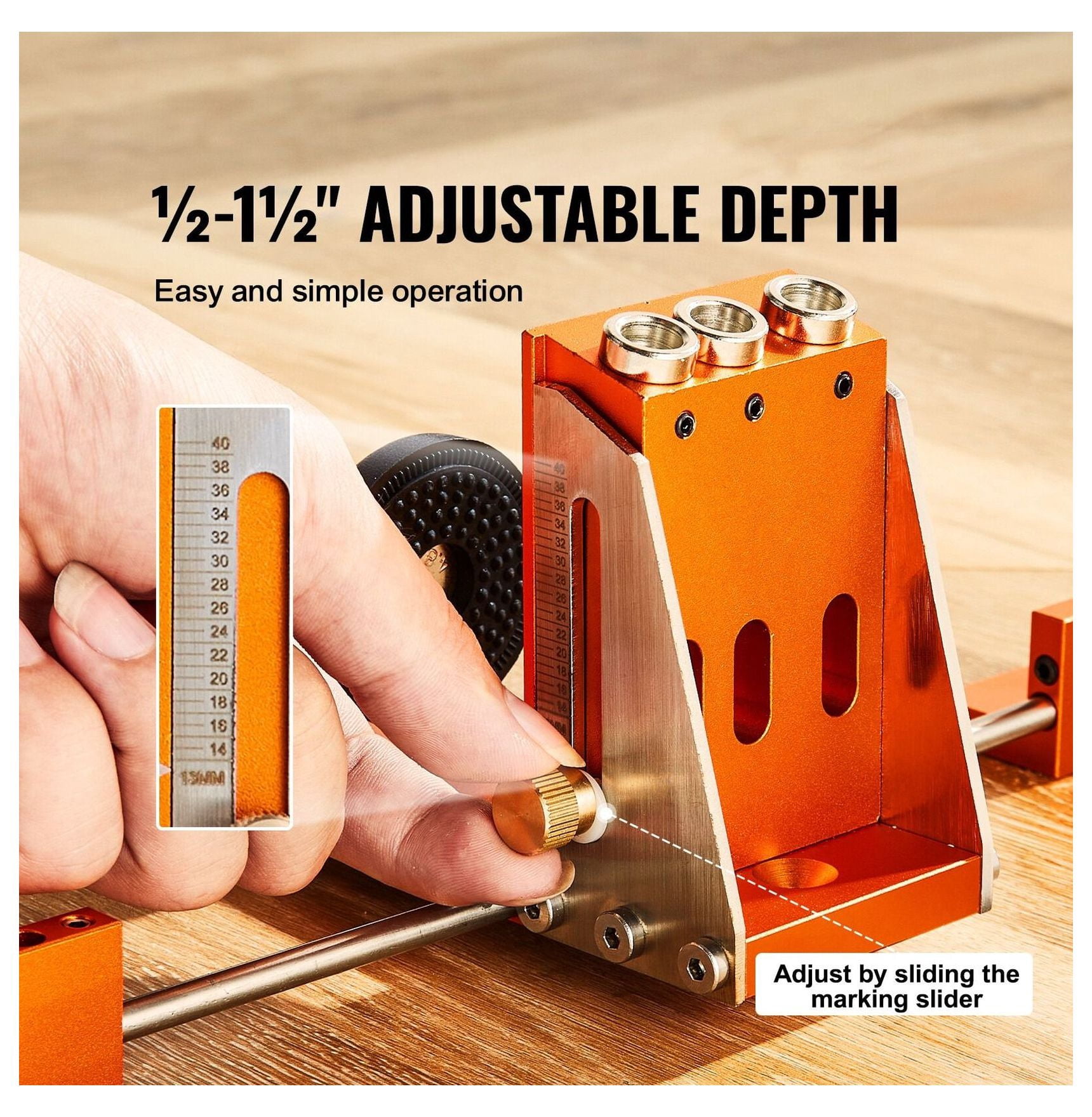 Pocket Hole Jig Set Joinery Woodworking System Adjustable Depth w/ Clamp