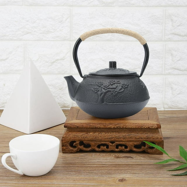 Heaveant Tea Pot, 0.9L Household Mini Black Iron Kettle Tea Pot Tea Set Teapot Teahouse Supplies