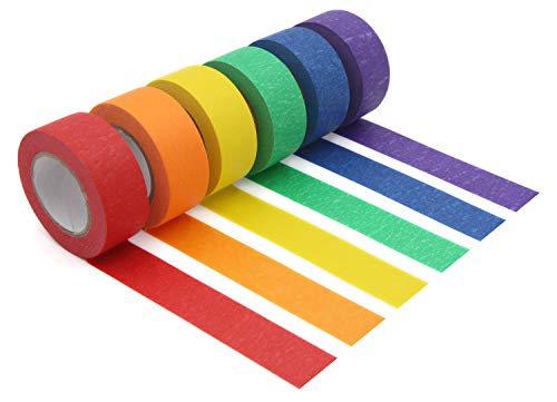 Classroom Craftzilla Colored Masking Tape for Home Colorful Craft Tape for Kids Teachers & Painters 10 Rolls of 20 Yards x 1 Inch Rainbow Tape Labeling and Laboratory Identification Use