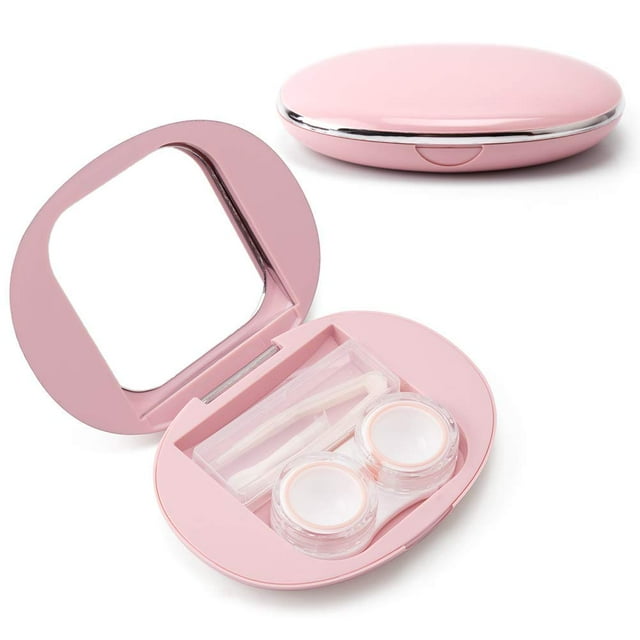 Contact Lens Box Crown Cute Contact Lens Travel Case Contact Lens Case Container Holder Storage Box Portable Contact Lens Travel Kits Cute Mini (Pink)