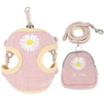 thumbnail image 1 of Lindo juego de arnés y correa para perros pequeños con bolsas, sin tirones, chaleco para perros Daisy, arnés de malla suave y transpirable para cachorros (rosa, pequeño), 1 of 5