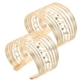 thumbnail image 6 of FRCOLOR 2pcs Arm Cuffs Layered Open Cuff Bangle Set Metal Bracelet For Women Fashionable Jewelry Wide Bangle Chunky Bracelets For Women, 6 of 8