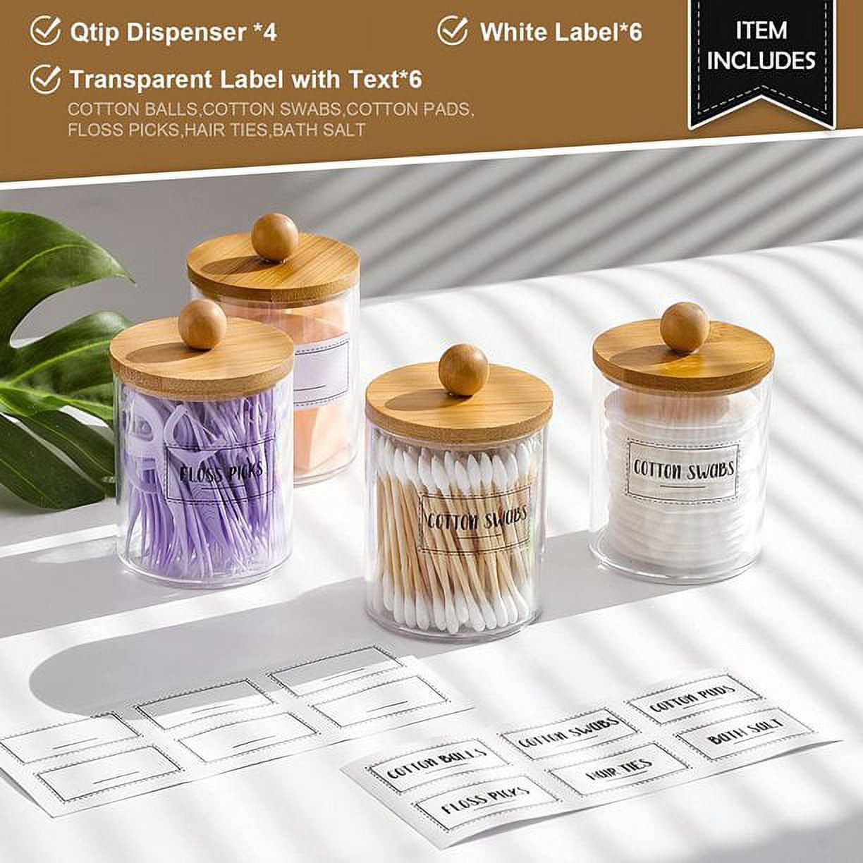 2 Pack Qtip Holder Dispenser Cartoon Whale Clear Plastic Storage Apothecary Jars For Cotton Swabs Balls Pads Floss
