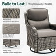 thumbnail image 5 of PARKWELL 6-Piece Patio Wicker Chairs Swivel Rocker Set,Outdoor High Back Swivel Glider Rocking Lounge Chairs with Side Table for Patio Deck Garden,Gray/Gray, 5 of 7