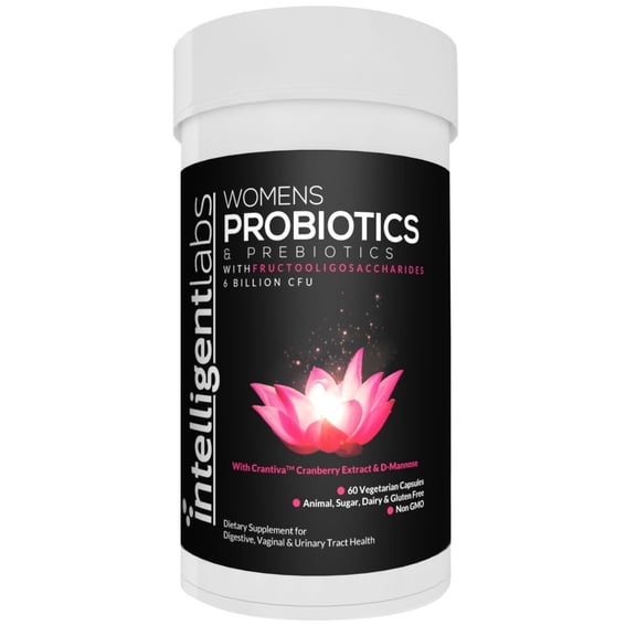 Intelligent Labs Women's Probiotics Formula with Cranberry Extract, D-Mannose and Prebiotics All in one, 6 Billion CFU Probiotic, One Capsule a Day, 60-Day Supply, Third-Party Verified For Purity