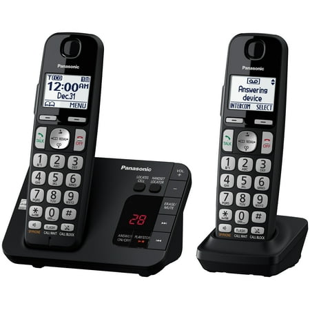 Panasonic Cordless Phone with Answering Machine and Call Blocking, 2 Handsets - KX-TGE432B DECT