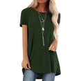 thumbnail image 2 of Guardurnaity Mujer Cuello Manga Corta Camisa Color Sólido Prendas para la parte del cuerpo verde XL, 2 of 4